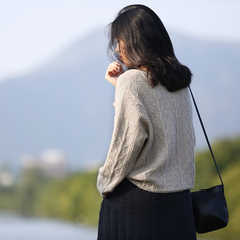 牧衣原创设计女装复古织花羊绒套头勾花镂空短款羊绒针织毛衣川流