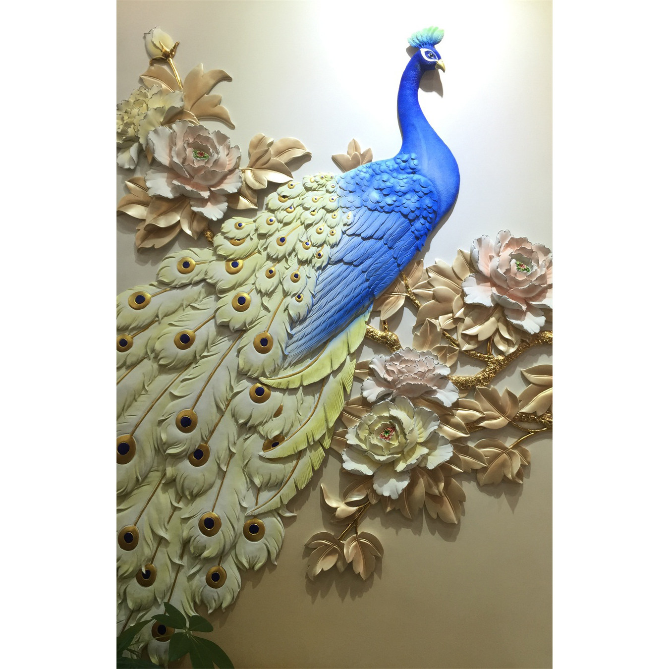 《富贵孔雀》精品浮雕立体画