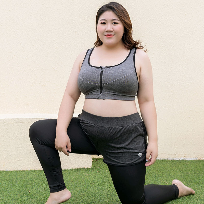 大码运动内衣女无钢圈背心式大显胸小全罩杯胖mm200斤95c杯文胸罩