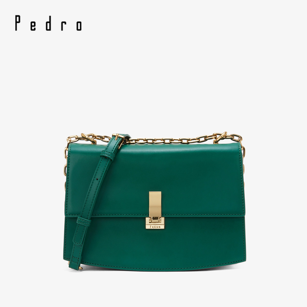 pedro【新品】斜挎包pw2-76390024女士纯色简约翻盖牛皮单肩包