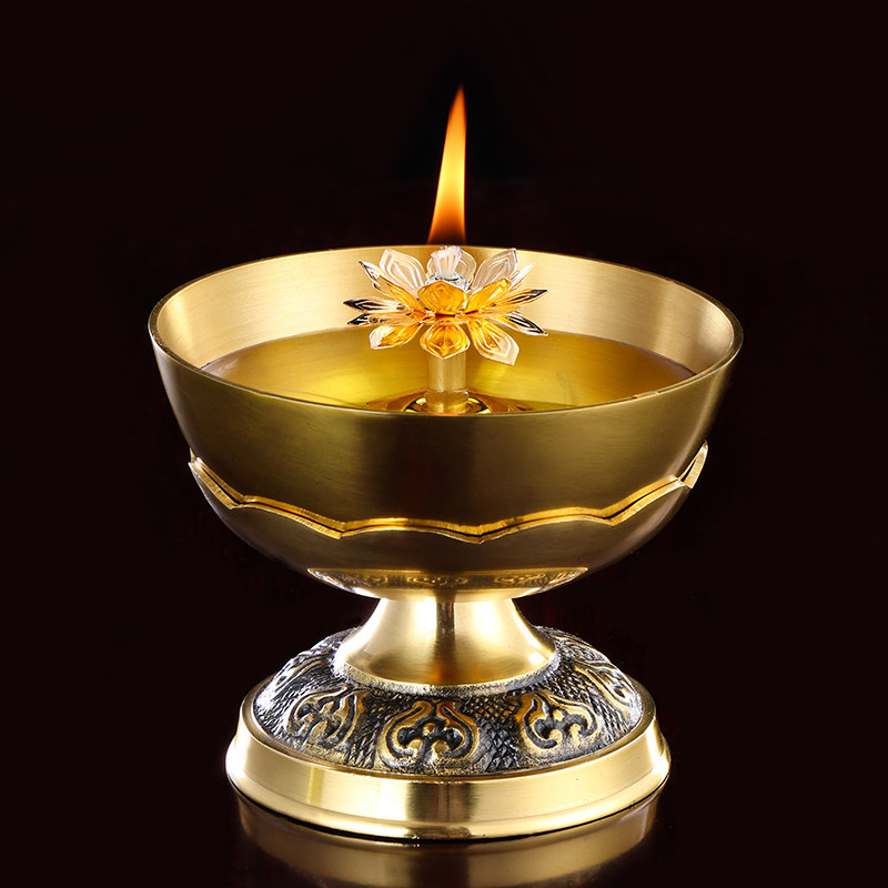 秦歌纯铜油灯供佛铜碗油灯佛灯佛前供灯家用供奉食用油液体油灯
