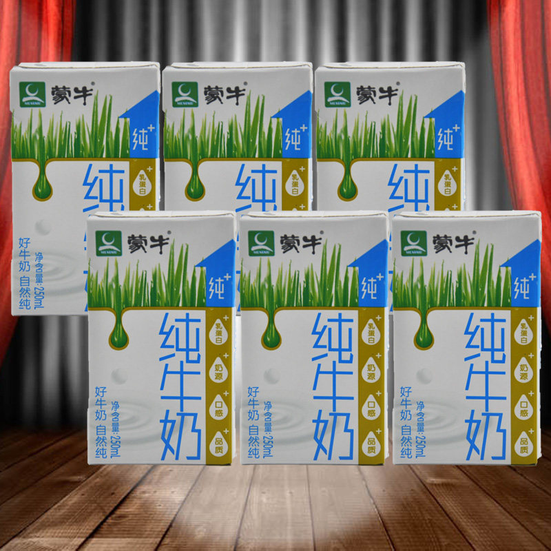 广东广州整箱发货蒙牛纯牛奶早餐奶250ml*16盒一箱
