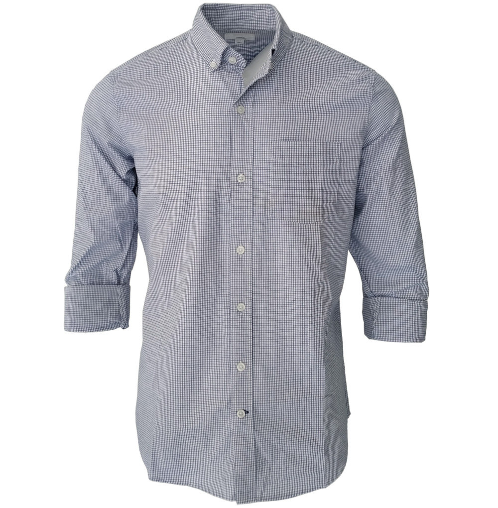 出美国standard fit全棉柔软舒适细格纹大码男装衬衫美式长袖休闲