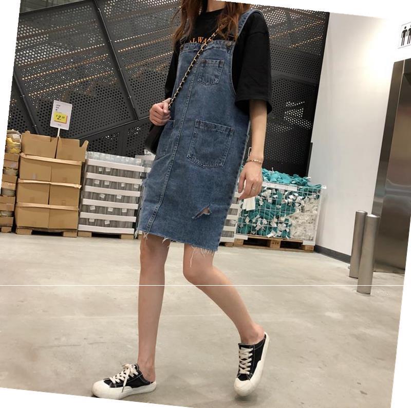 夏2019韩版大码胖mm破洞牛仔背带短裙女宽松显瘦a字吊带半身裙潮在类目 女装/女士精品, 半身裙中 - 来自Buy2taobao.com提供专业的淘宝代购服务