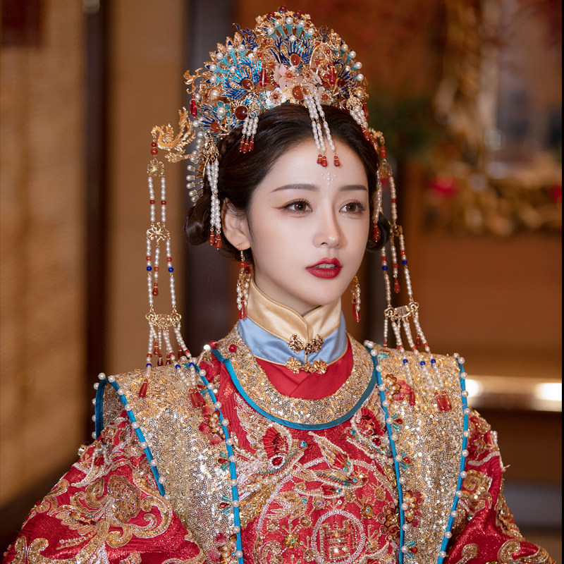 中式凤冠古装大气明制汉服婚礼头饰古典中国风大婚发饰2022新款女