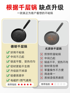 千层平底锅不粘锅家用煎锅烙饼锅蛋糕皮电磁炉烘焙专用煎饼锅小号