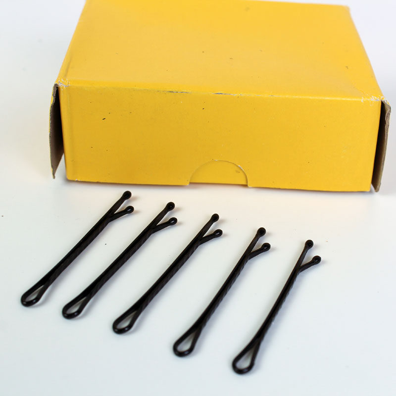 波纹平纹一字卡牛皮纸盒装发卡发夹 圆头 黑卡盘发卡子根装棍卡