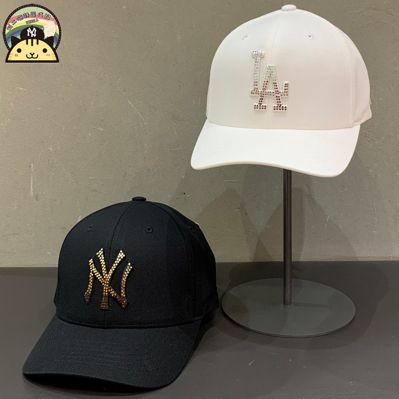 mlb帽子专柜正品洋基队ny镶钻渐变字母男女情侣鸭舌帽运动棒球帽
