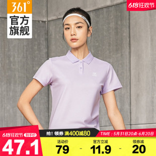 361运动t恤女2024夏季时尚休闲polo衫女子健身翻领透气短袖潮