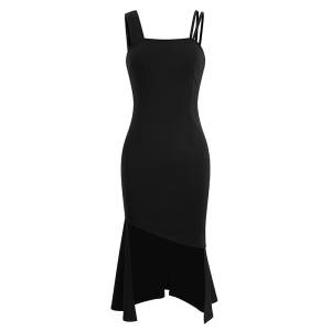 ~Spot ~ live video new French Hepburn irregular thin suspender small black dress