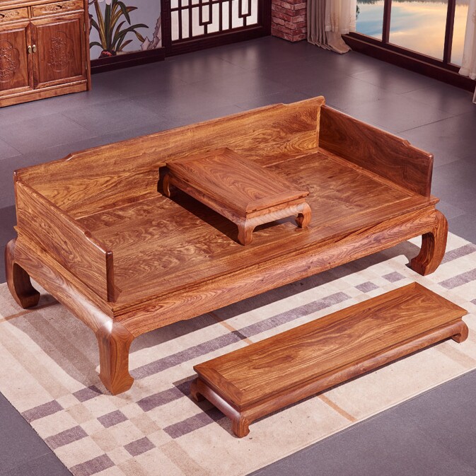 承宝轩全实木刺猬紫檀罗汉床禅意客厅新中式红木罗汉床三件套