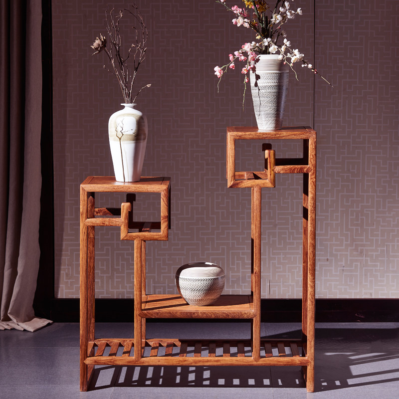 承宝轩红木花架客厅中式落地花盆盆架刺猬紫檀花架