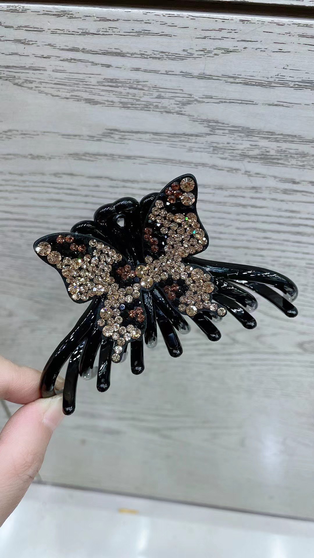 原创设计新款捷克钻蝴蝶抓夹发夹后脑勺大号亚克力发抓盘发头饰