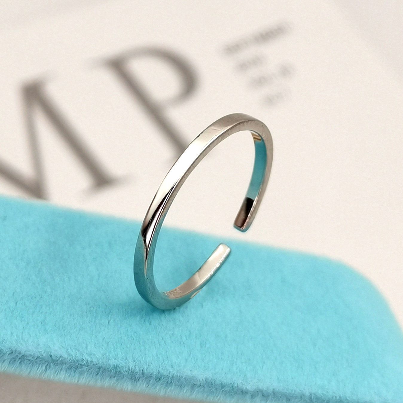 实心素圈戒指女925纯银韩版开口简约食指个性冷淡风女生可调节