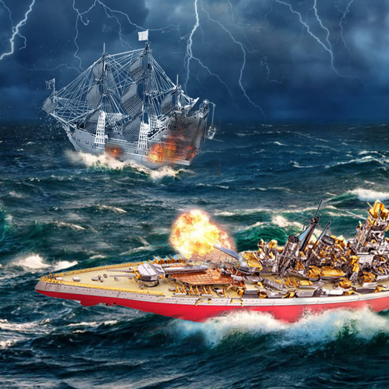 拼酷3d立体金属拼图军舰航母战船舶模型成人diy拼装玩具创意减压