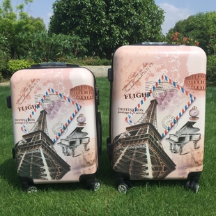 巴黎世家拉鎖頭 巴黎鐵塔復古米字旗拉桿行李箱男女20寸登機密碼旅行箱24寸潮 巴黎世家拉杆箱