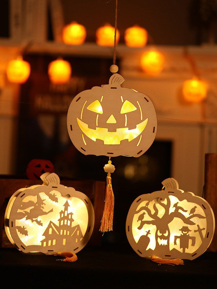 万圣节南瓜灯幼儿园儿童diy手工制作材料手提发光灯笼装饰品道具