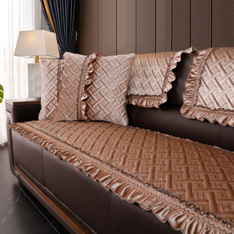 雪尼尔皮沙发垫123组合套罩红木防滑垫老式通用沙发巾定制固定