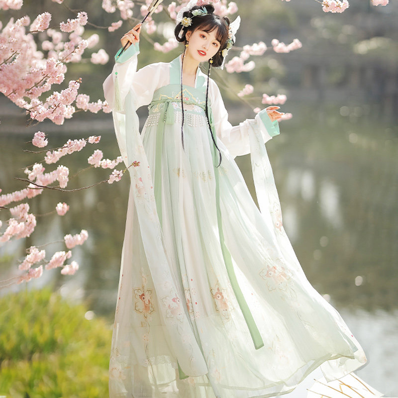 汉千禄汉服女对襟齐胸襦裙半袖正品原创中国风唐制古装日常春夏款