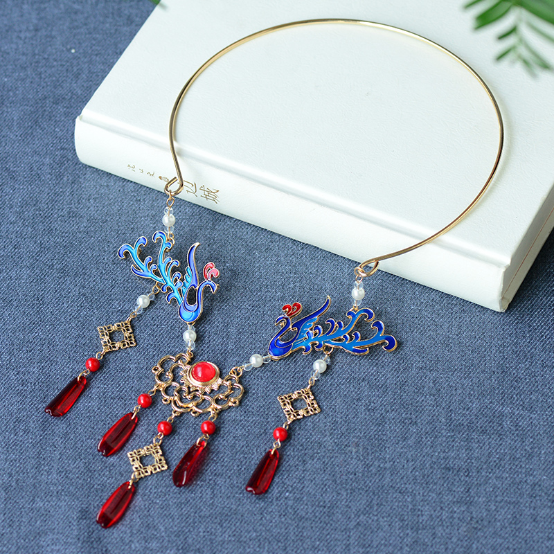 皇磊璎珞明制项圈古装配饰汉服景泰蓝饰品古风项链发饰头饰流苏女