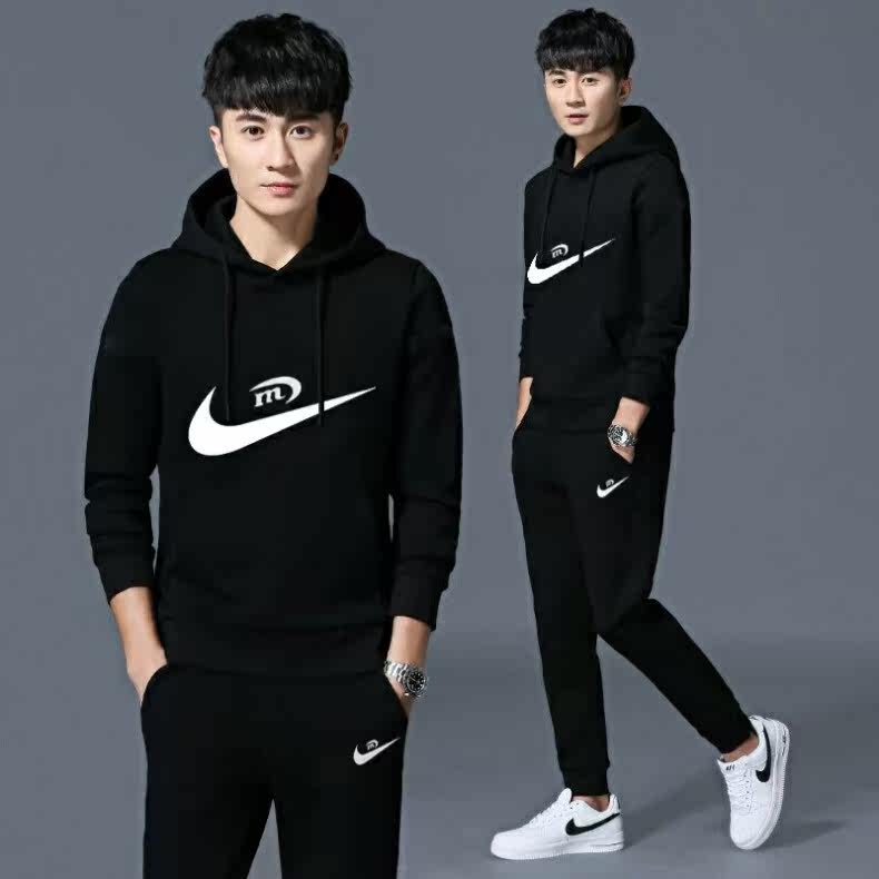 特价耐克运动服套装男 两件套_运动套装男春秋款卫衣裤子成套跑步运动