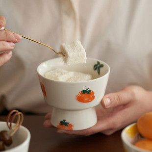 日式高脚甜品布丁小碗轻奢复古下午茶点心干果碗精致漂亮高颜值
