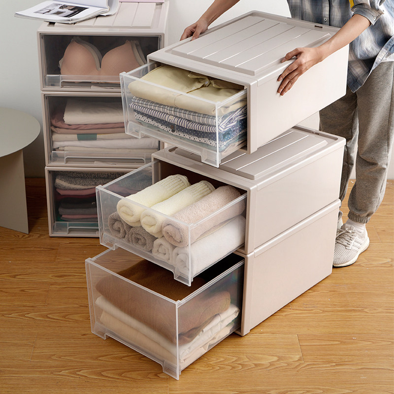 特大号白色抽屉式透明衣柜收纳盒衣物收纳箱内衣衣服收纳筐整理箱