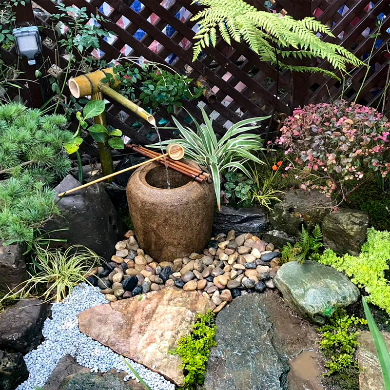 禅意日式景观庭院流水石钵户外民宿花园水盆石水槽装饰花岗岩摆件