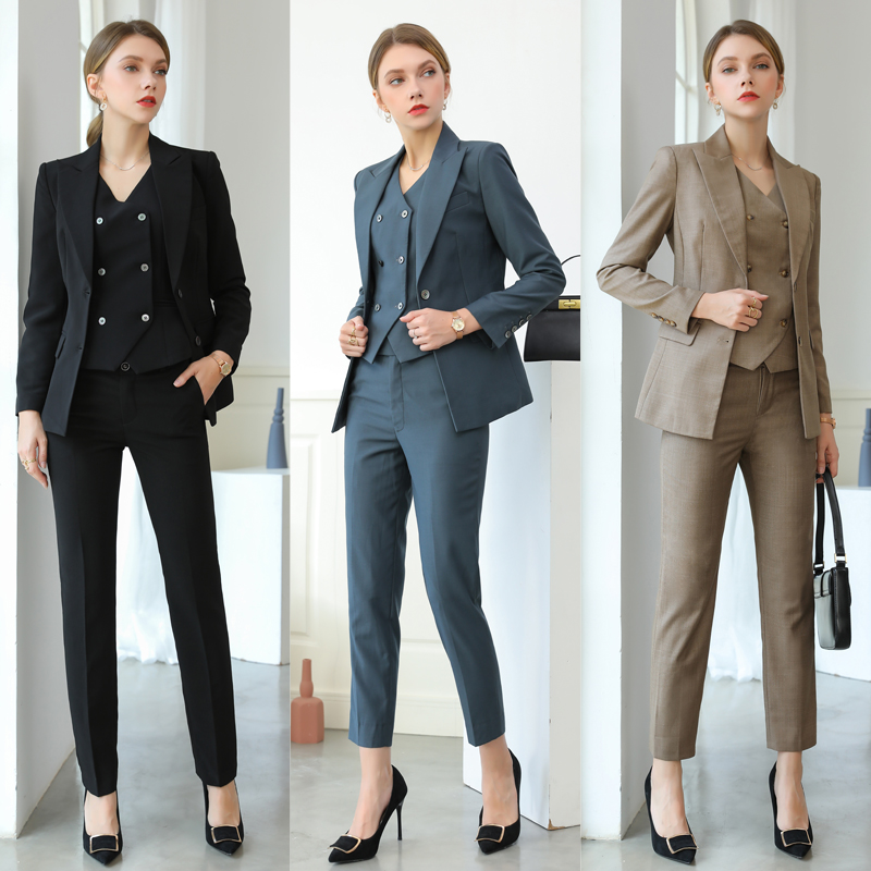 高端西装套装女时尚职业装气质上班西服马甲三件套秋季正装工作服