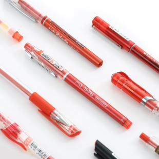 晨光文具教师用红笔批改红水笔学生用0.5mm红色中性笔水性按动签字笔红笔晨光笔批发文具用品