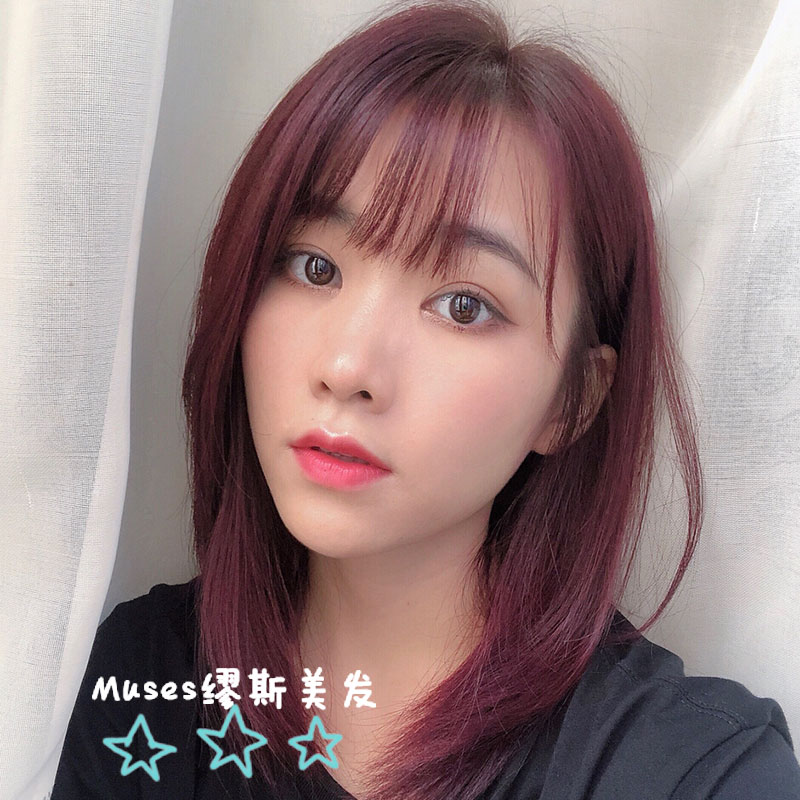 玫瑰红染发剂酒红玫红色染发膏无需漂发2019流行色植物自己在家染