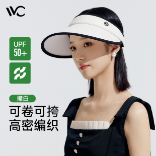 vvc防晒帽女防紫外线遮脸运动户外空顶太阳帽子夏天遮阳帽小香风