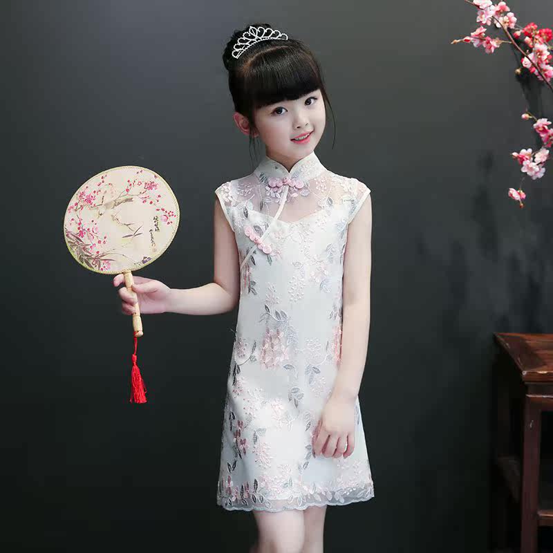 女童旗袍裙改良小女孩宝宝中国风连衣裙公主古筝演出服春秋夏季女