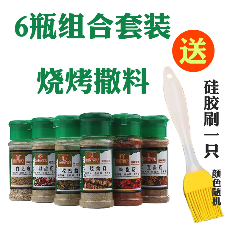 烧烤料 套装6瓶家用 孜然粉 椒盐料 白芝麻 烧烤调料辣椒粉五香粉