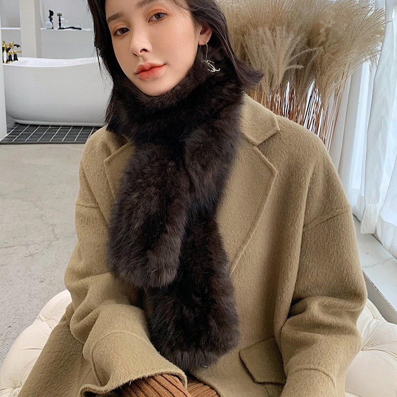 dunao 轻奢紫貂水貂毛皮草围巾女士冬季双面加厚保暖长款围脖韩版