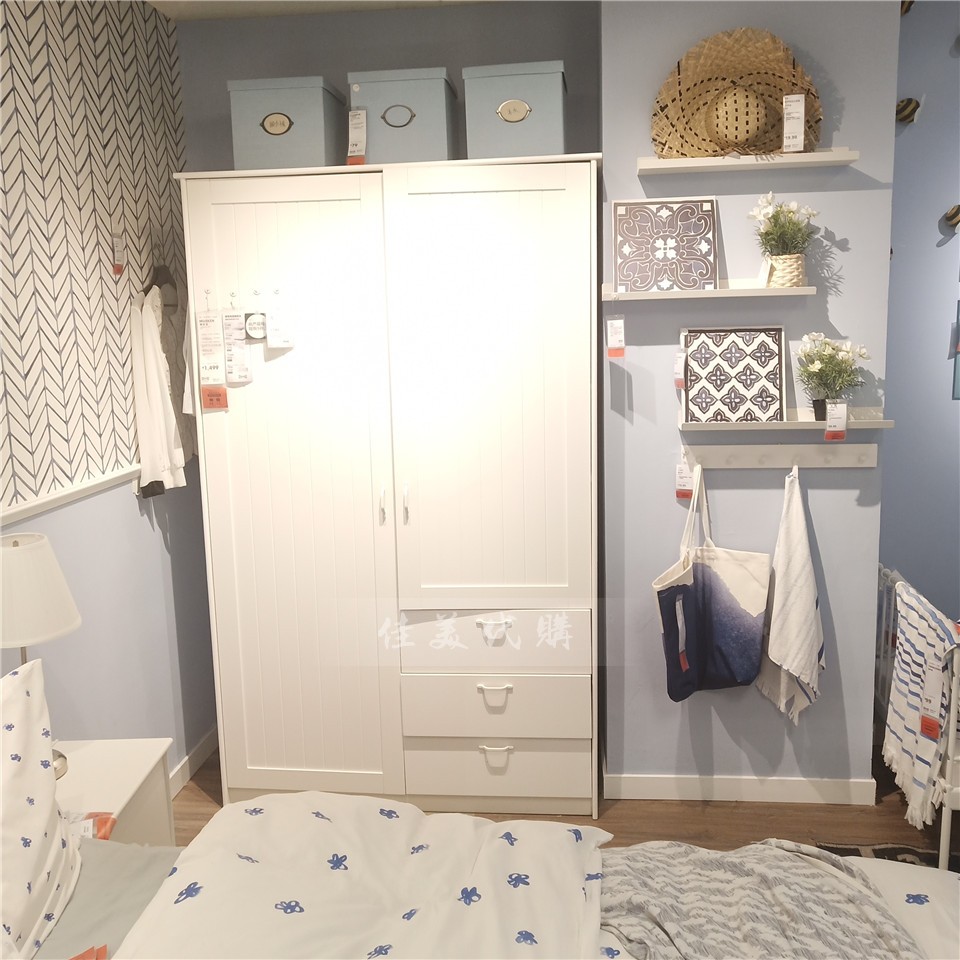 宜家代购穆斯肯平开2门双门衣柜衣橱储物柜简约现代ikea国内代购