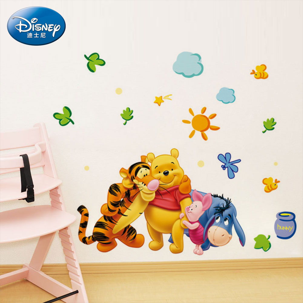 迪士尼小熊维尼客厅卧室儿童房背景墙贴画自粘防水可移除装饰贴画