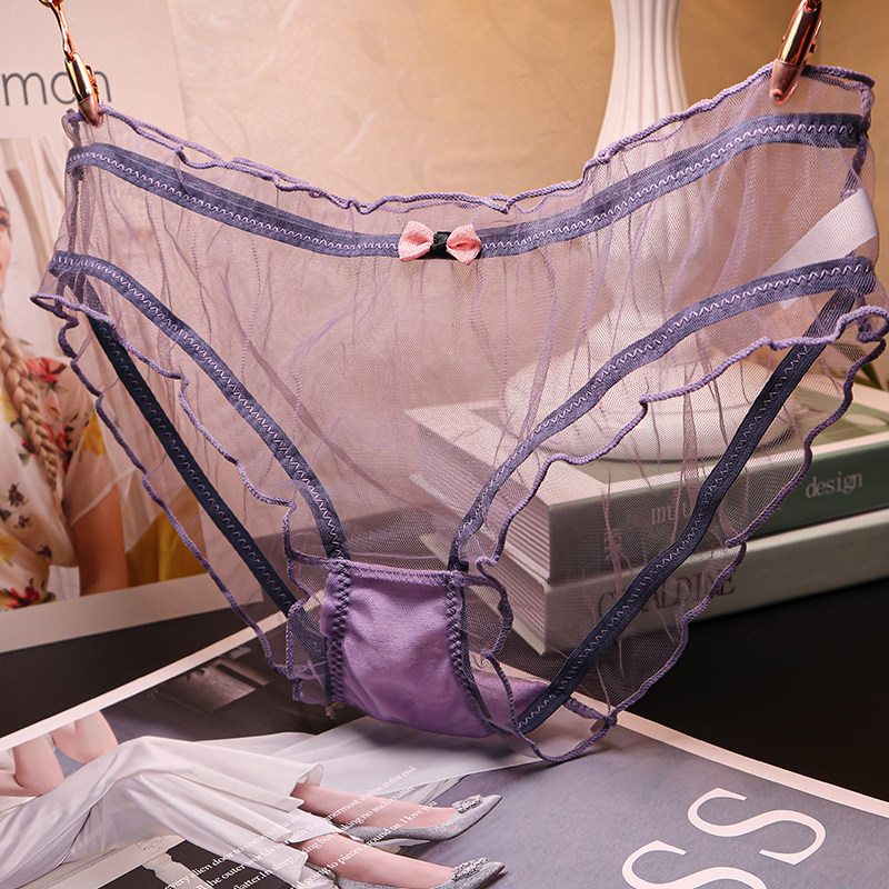 透明内裤全透性感舒适透气纯棉裆网纱裤头超薄蕾丝三角火辣诱惑薄
