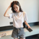 2025新款夏装白色短袖女t恤韩版纯棉修身字母印花大码宽松圆领潮