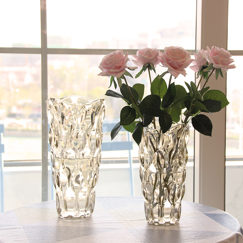 美式轻奢琉光水培玻璃花瓶客厅样板间酒店插花装饰器皿摆件工艺