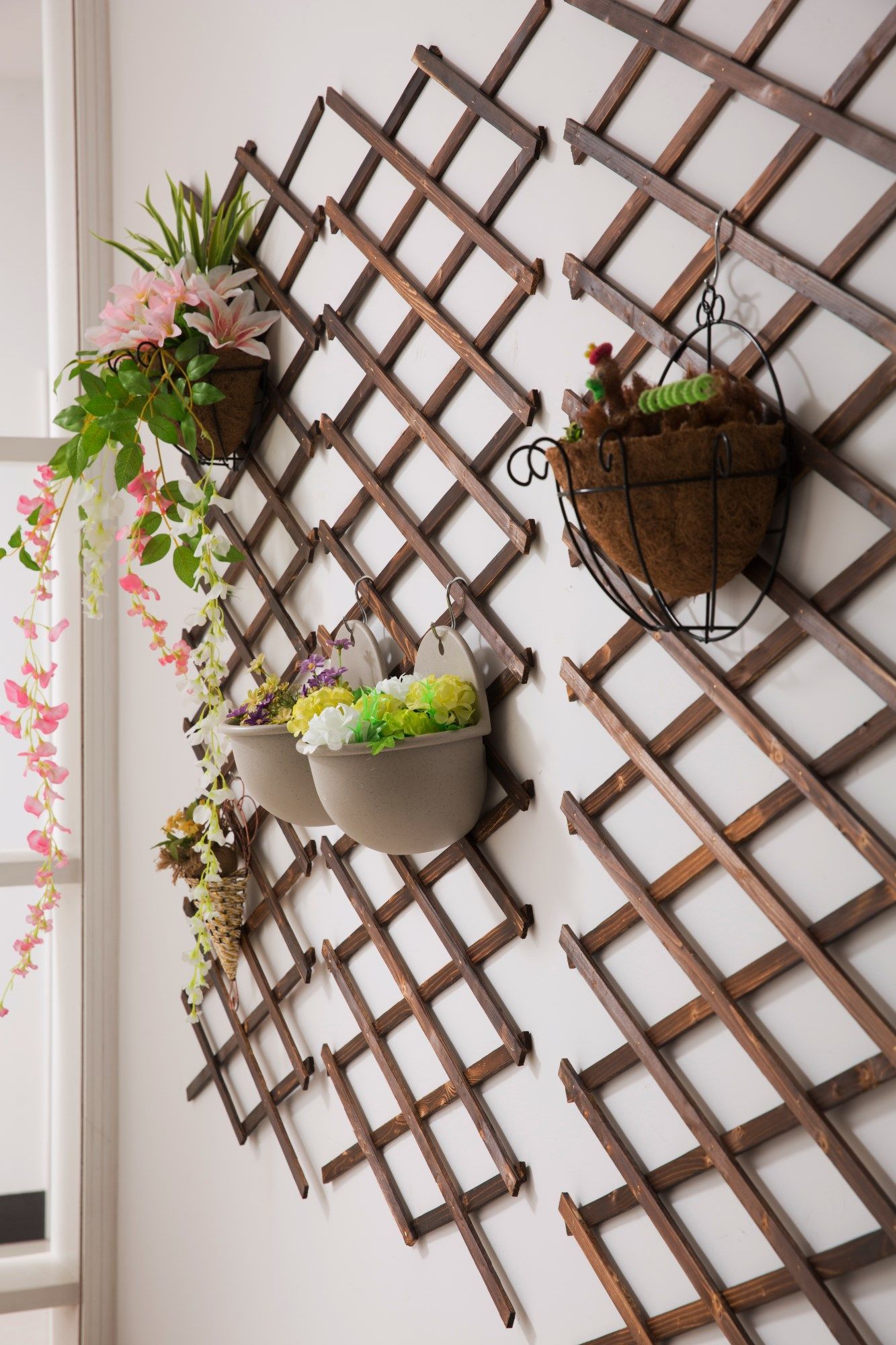 阳台墙面花架壁挂花架多功能客厅墙上花盆免打孔装饰木栅栏围栏