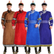 男士蒙古族长袍仿鹿皮绒男袍蒙古袍少数民族传统演出舞蹈服装长款