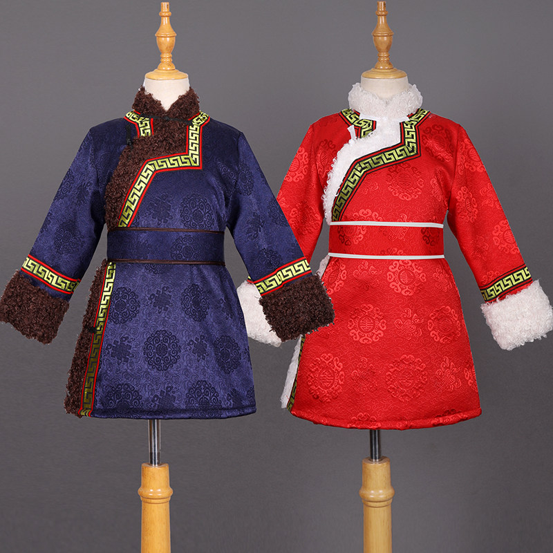 龙凤呈祥民族商贸的优惠券大全—冬季儿童蒙古袍加棉男童女童棉衣日常