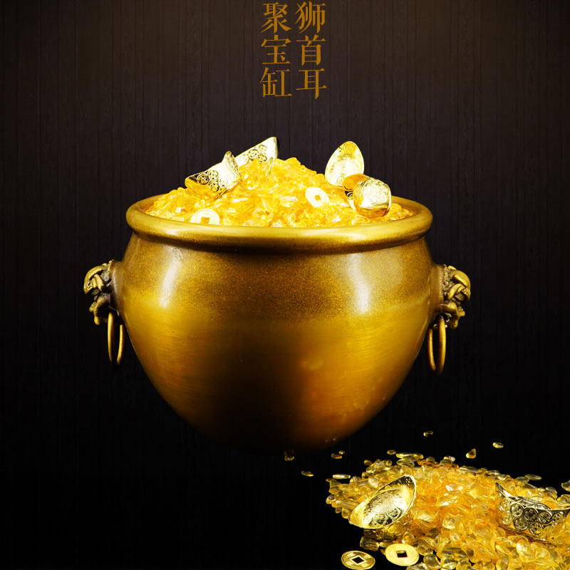 慈风阁纯铜黄铜聚宝盆摆件财库故宫缸聚财守财客厅招财吉祥物
