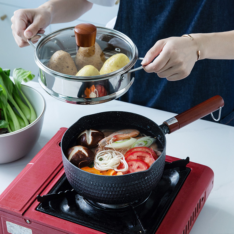 米立风物日式雪平锅不粘带盖家用多功能小煮锅夜宵奶锅汤锅泡面锅