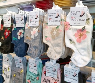 韩国东大门袜子隐形袜甜美花朵女船袜时尚复古夏季薄棉防滑袜7007