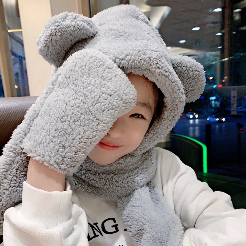 儿童宝宝可爱帽子秋冬男童女童冬季女宝韩国公主洋气潮围巾一体女