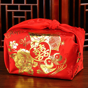 结婚用品新人喜宴包裹红布烫金包袱皮喜盆布新娘嫁妆包袱布