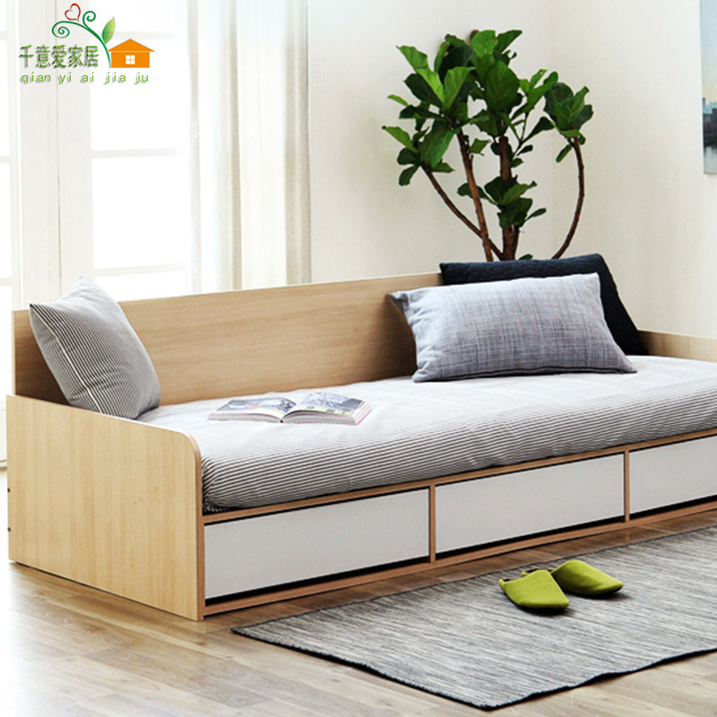 定制榻榻米板式沙发床1.2米1.5米带储物收纳床带抽屉小户型单双床