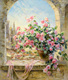 新款印花DMC十字绣客厅卧室现代欧式简约油画花卉窗前一景 玫瑰